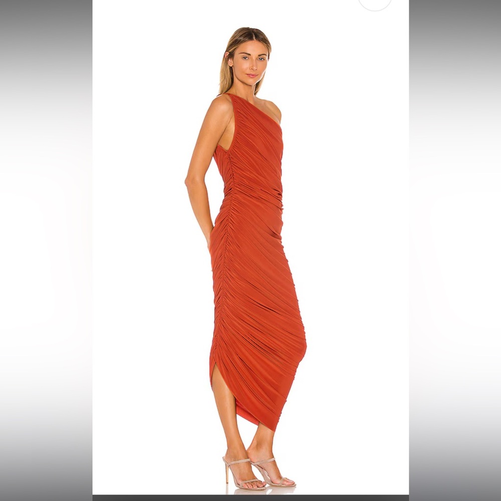 Norma Kamali Asymmetrical Dress in Rust